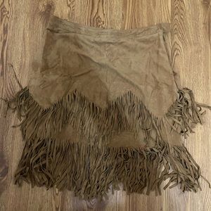 Free People- NWT Suede Fringe Skirt(4)